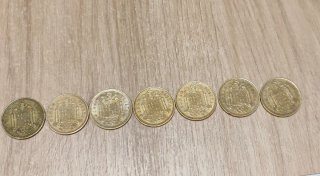7 Monedas 1 Peseta Francisco Franco del año 1966