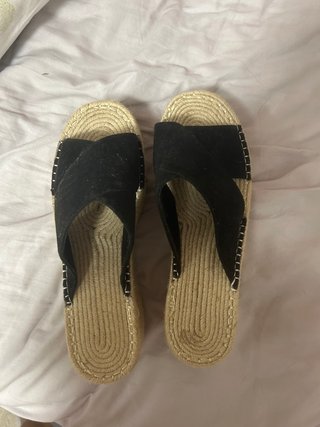 Sandalias Plataforma Esparto Negras