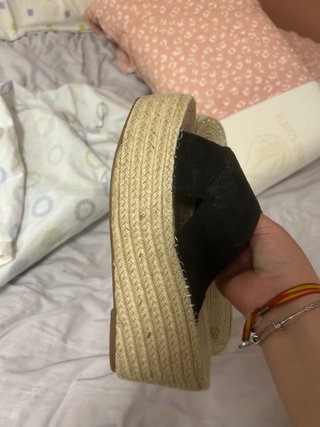 Sandalias Plataforma Esparto Negras