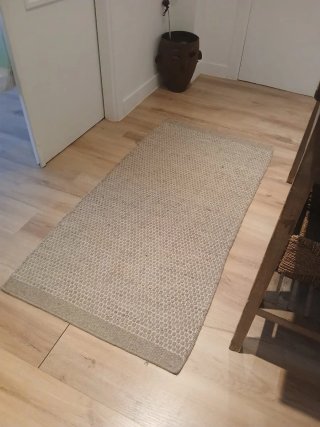 Alfombra de tela y yute