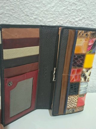 Monedero patchwork cuero