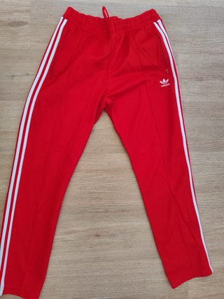 Pantalones Adidas Rojos con Rayas Blancas