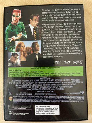 DVD Batman Forever Pelicula Val Kilmer Jim Carrey