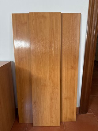 Conjunto Escritorio, Mesita y Baldas Madera