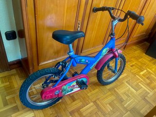 Bicicleta infantil azul y rosa