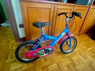 Bicicleta infantil azul y rosa