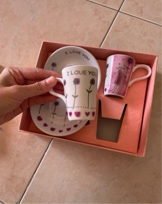 Conjunto 2 Chávenas de Café com Pires "I Love You"