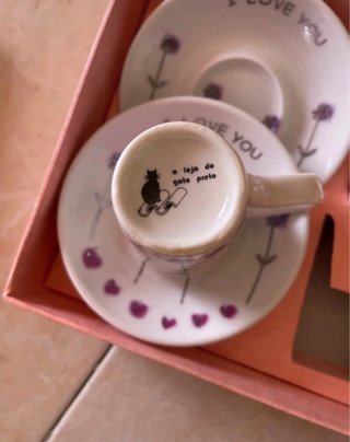 Conjunto 2 Chávenas de Café com Pires "I Love You"