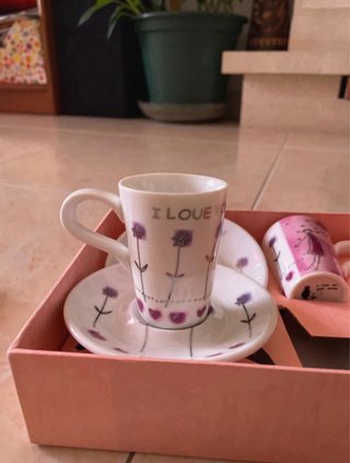 Conjunto 2 Chávenas de Café com Pires "I Love You"