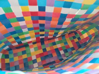 Borsa shopper intrecciata multicolore