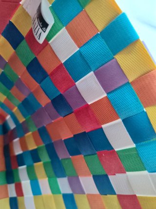 Borsa shopper intrecciata multicolore