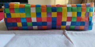 Borsa shopper intrecciata multicolore