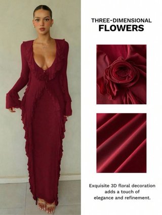 Vestido maxi largo con rosa