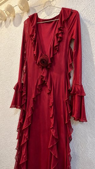 Vestido maxi largo con rosa