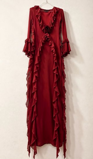 Vestido maxi largo con rosa