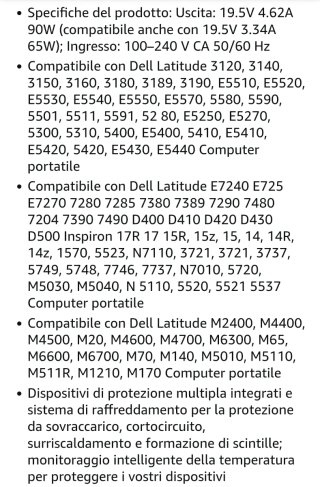 Caricatore Dell 90W per Latitude
