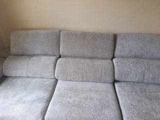 Sofá chaislongue modular gris de tela
