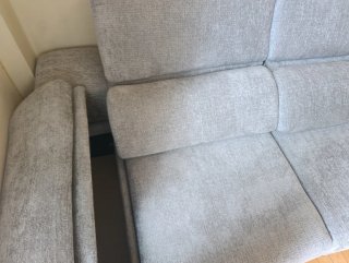 Sofá chaislongue modular gris de tela