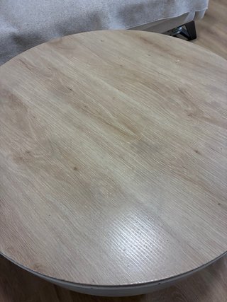 Mesa auxiliar redonda madera y metal