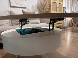 Mesa auxiliar redonda madera y metal