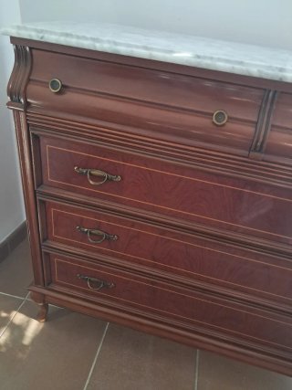 Cómoda Vintage Mármol y Madera Maciza