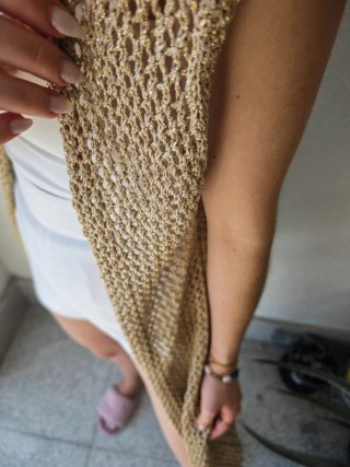 Cárdigan kimono calado hilo dorado