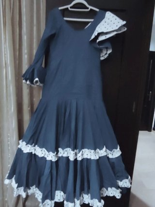 Traje Flamenca Azul y Blanco