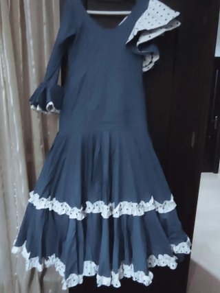 Traje Flamenca Azul y Blanco