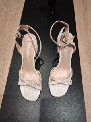 Sandalias Mango Tacon Blanco Talla 38