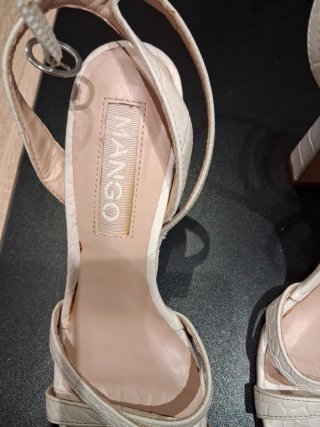 Sandalias Mango Tacon Blanco Talla 38