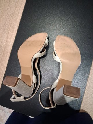 Sandalias Mango Tacon Blanco Talla 38