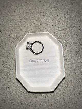 Anillo Swarovski Stila Baño Rodio Blanco