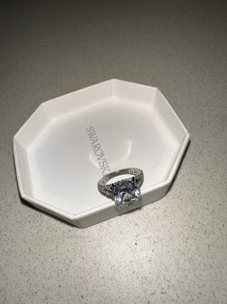 Anillo Swarovski Stila Baño Rodio Blanco