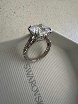 Anillo Swarovski Stila Baño Rodio Blanco