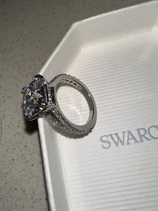 Anillo Swarovski Stila Baño Rodio Blanco