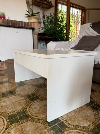 Mesa centro elevable blanca 90x50x44 cm