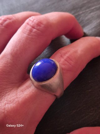 Anillo antiguo piedra azul plata
