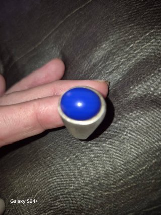 Anillo antiguo piedra azul plata
