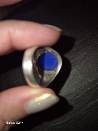 Anillo antiguo piedra azul plata