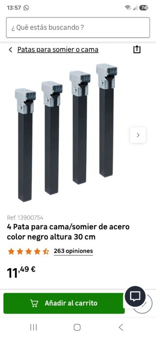 4 patas para somier metálicas