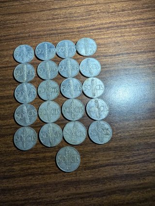 21 Monedas 50 Céntimos Peseta 1966 Franco