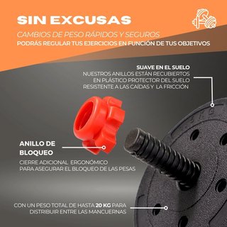 Mancuernas Ajustables 2 en 1 Mobiclinic 20kg