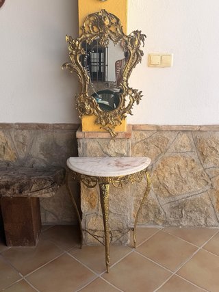 Consola Recibidor Mármol y Bronce Vintage