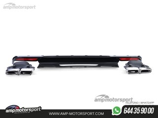 DIFUSOR TRASERO NEGRO BRILLO CON COLAS CROMADAS PARA MERCEDES CLASE S W222