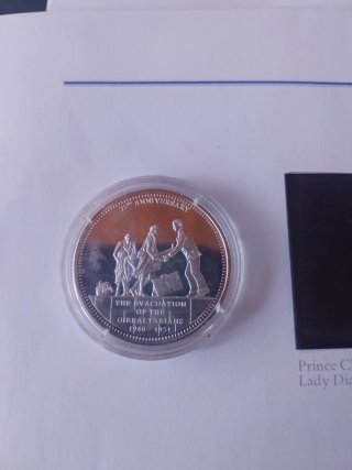 Moneda Conmemorativa Plata Evacuación Gibraltar