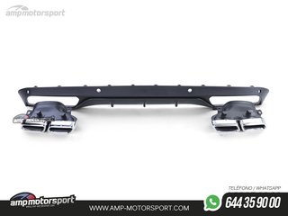 DIFUSOR TRASERO CON COLAS CROMADAS PARA MERCEDES CLASE C KOMBI/SEDAN W205 NEGRO MATE
