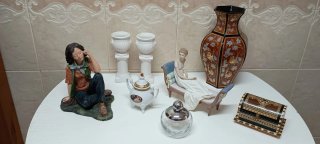 Lote Cerámica y Joyero Madera con Música