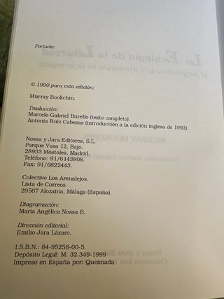 Libro La ecologia de la libertad
