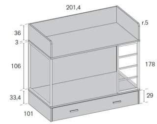 Litera juvenil Rimobel semi-nueva con cama nido