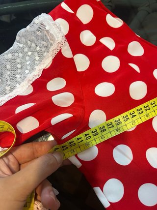Traje Flamenca Rojo Lunares Blancos Plumeti